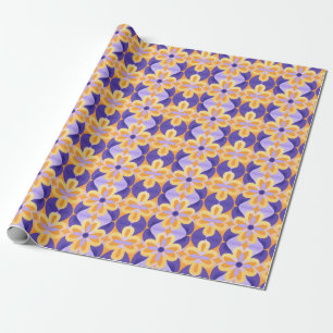 Papel De Presente Flores Púrpura Laranja Amarelo
