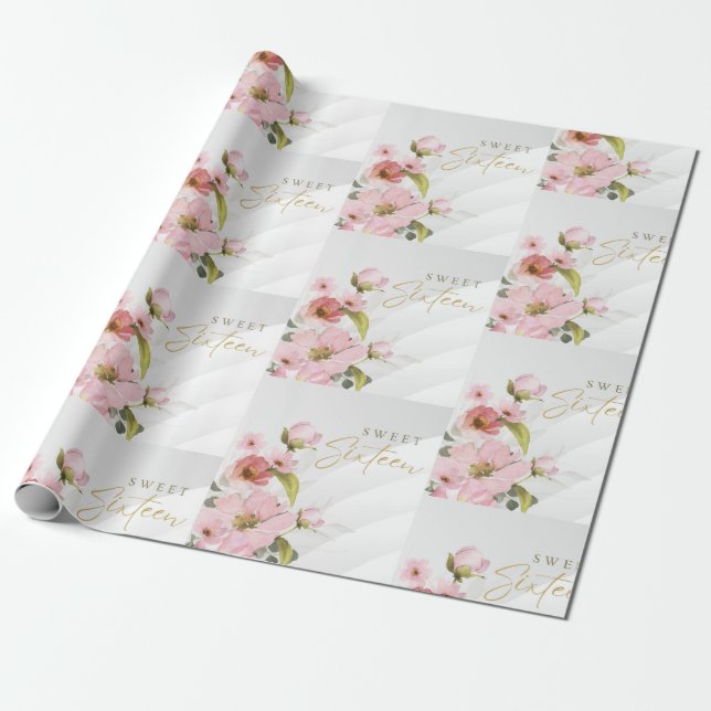 Papel De Presente flores rosa (Desenrolado)
