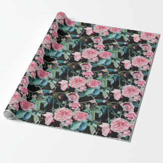 Papel De Presente Flores rosa cor-de-rosa floral Molho de Aquarela