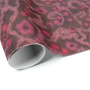 Papel De Presente Flores rosa Curvas Escamoteadas com padrão floral