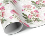 Papel De Presente Flores-Rosa Flóridas Elegantes Vintage<br><div class="desc">Papel de embrulho de flores elegantes com flores rosa bonito. Embalagem floral de presente para todas as ocasiões,  incluindo aniversários para ela e chás de panela.</div>
