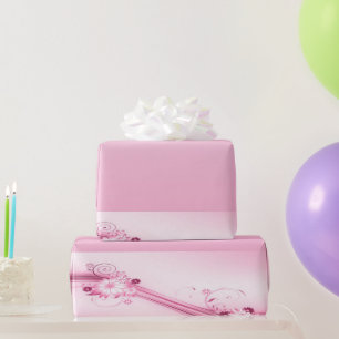 Papel De Presente Flores Rosa nas Ondas