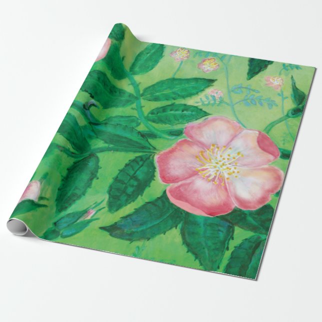 Papel De Presente Flores rosa selvagens (Desenrolado)
