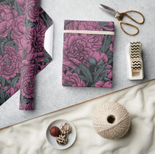 Papel De Presente Flores roxas