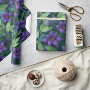 Papel De Presente Flores Roxas bonito