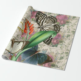 Papel De Presente Flores Roxas, Borboletas com Música