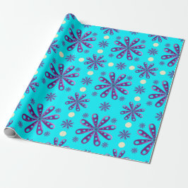 Papel De Presente Flores Roxas Retro em Fundo Azul