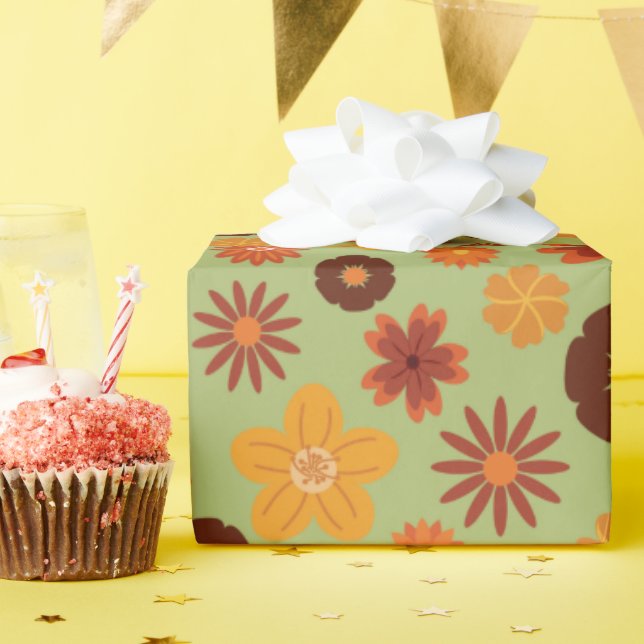 Papel De Presente Flores Russas De Outono Insoltas Querem Presente D (Festa de aniversário)