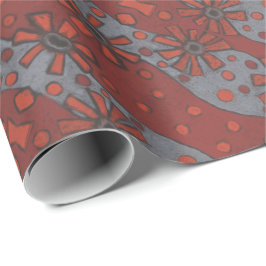 Papel De Presente Flores Russas, Padrão Floral Abstrato Terracotta