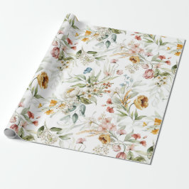 Papel De Presente Flores Selvagens bonito Aquarela Floral