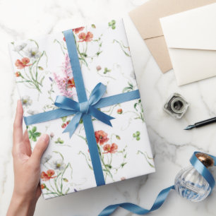 Papel De Presente Flores Selvagens Em Branco