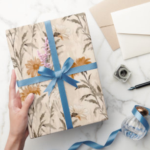 Papel De Presente Flores selvagens Terracotta Padrão Botânico