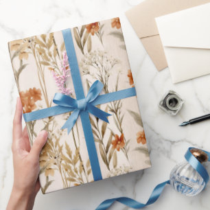 Papel De Presente Flores selvagens Terracotta Padrão Botânico