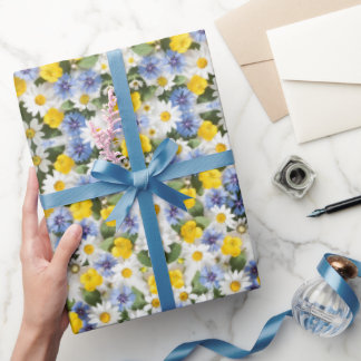 Papel De Presente Flores Silvestres Alegres em Cores Novas e Tendênc
