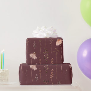 Papel De Presente Flores Silvestres Boho de Outono