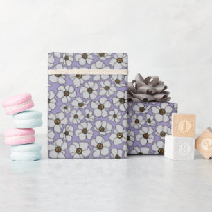 Papel De Presente Flores Silvestres Brancas sobre Lavanda