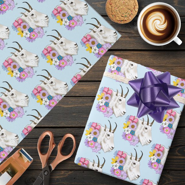 Papel De Presente Flores Silvestres Cabra da Montanha Branca Naturez (Criador carregado)