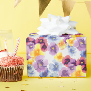 Papel De Presente Flores silvestres coloridas ilustradas à mão