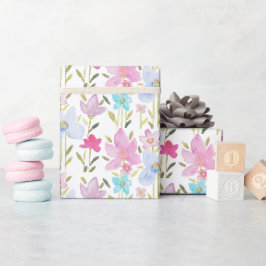 Papel De Presente Flores Silvestres Coloridas Modernas em Aquarela