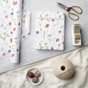 Papel De Presente Flores Silvestres Elegantes