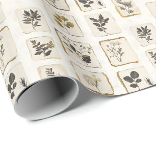Papel De Presente Flores silvestres prensadas secas vintage botânica