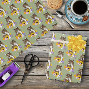 Papel De Presente Flores Silvestres Puma Leão-da-Montanha Cougar