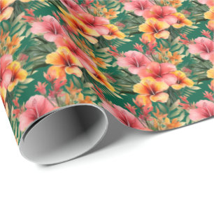 Papel De Presente Flores Tropicais
