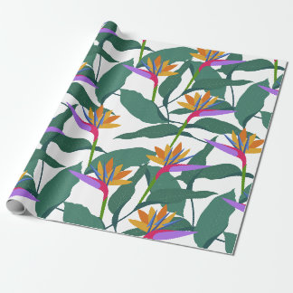Papel De Presente Flores Tropicais de Ave do Paraíso Estampadas