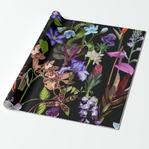 Papel De Presente Flores tropicais e de jardim.