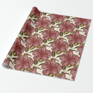 Papel De Presente Flores tropicais, padrão sem costura flores verm