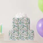 Papel De Presente Flores Verdes Azuis Presentes para Sua Aquarela<br><div class="desc">Um bonito design feminino de papel de embrulho floral azul/verde. Excelente de presentes de aniversário para ela,  dama de honra e presentes de casamento.</div>
