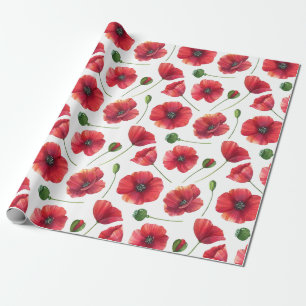 Papel De Presente Flores Vermelhas Elegantes e Coloridas