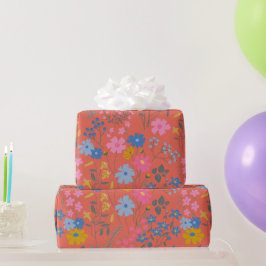 Papel De Presente Flores Vermelhas Modernas Boho de Flores Silvestre