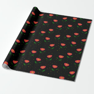 Papel De Presente Flores Vermelhas Papoulas