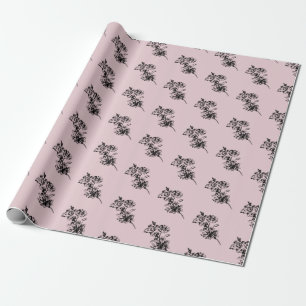 Papel De Presente Flores Vintage elegantes em fundo rosa personaliza