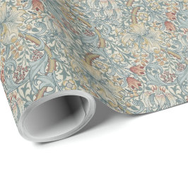 Papel De Presente Flores Vintage William Morris Ouro Lily