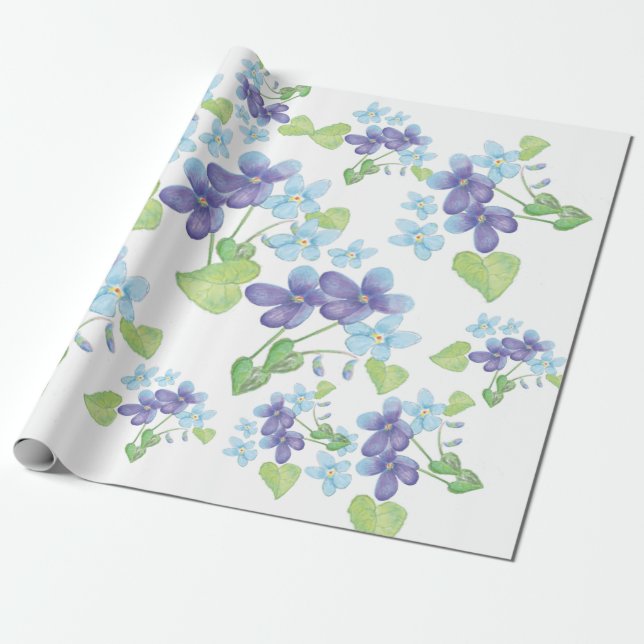 Papel De Presente Flores Violetas Selvagens (Desenrolado)