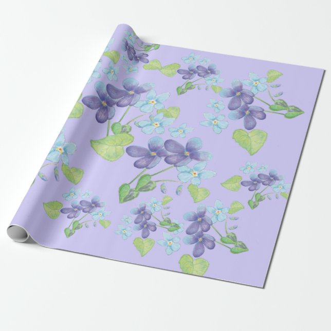 Papel De Presente Flores Violetas Selvagens (Desenrolado)