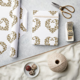 Papel De Presente Florescer Brilho Dourado Dia dos Namorados