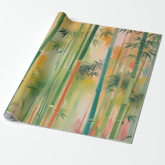 Papel De Presente Floresta Bambu densa ao pôr do sol