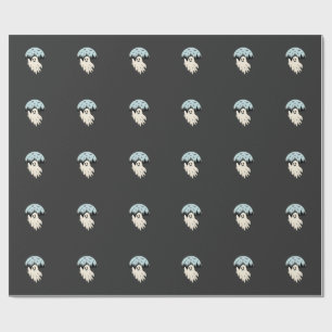 Papel De Presente Floresta da Lua Fantasma de Halloween Design_1