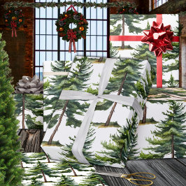 Papel De Presente Floresta De Árvore De Fir Da Aquarela Da Madeira D