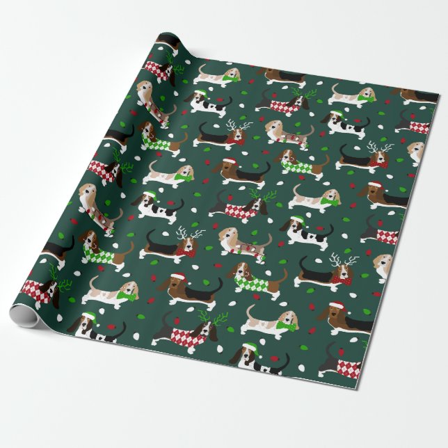 Papel De Presente Floresta de Caça de Natal Verde (Desenrolado)