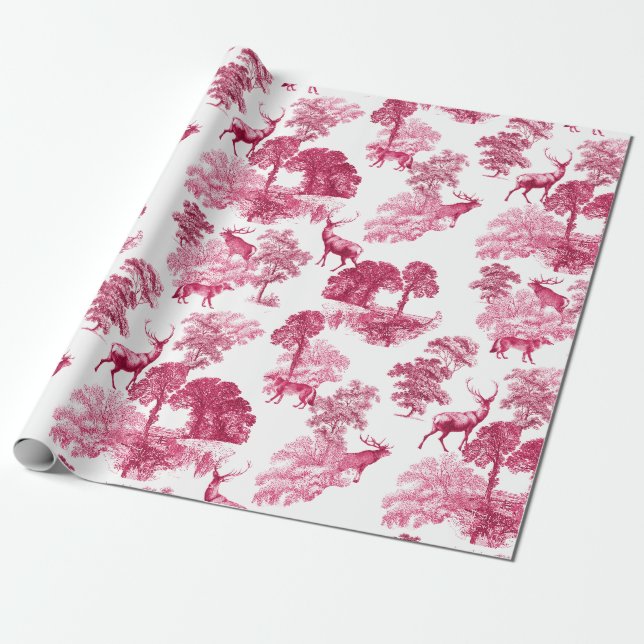 Papel De Presente Floresta de Cerco Rosa Elegante (Desenrolado)