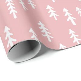Papel De Presente Floresta de Inverno de Pinheiro Simples em Branco 