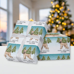 Papel De Presente Floresta de inverno de Terrier Snowy, com revestim