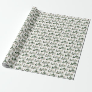 Papel De Presente Floresta de inverno: desfoque verde desenhado à mã