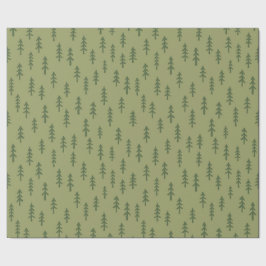 Papel De Presente Floresta de Inverno Simples de Pinheiro em Verde S