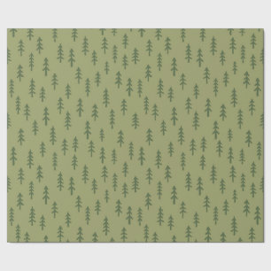 Papel De Presente Floresta de Inverno Simples de Pinheiro em Verde S