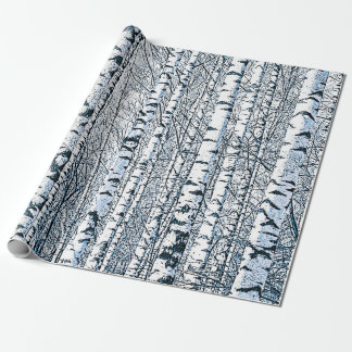 Papel De Presente Floresta de Pássaros Invernos